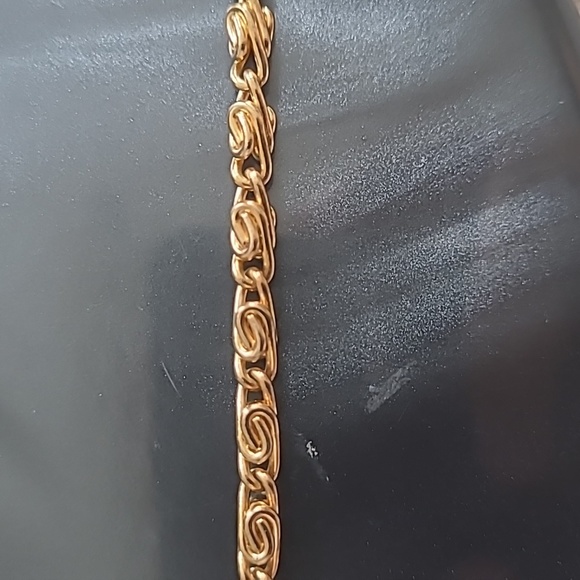 NWT new Vintage Stephanie Gold & green hardshell clutch evening Bag metal chain - Picture 8 of 12